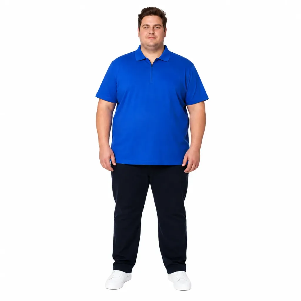 Polo Con Zipper Cuello En Contraste Mode XL - Tallas Grandes - 25550 (2XL, Azul)