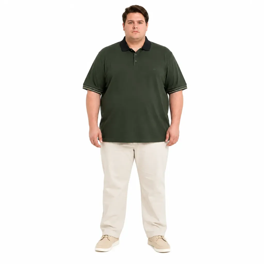 Polo Piqué Cuello En Contraste Mode XL - Tallas Grandes - 26557 (2XL, Verde Oscuro)