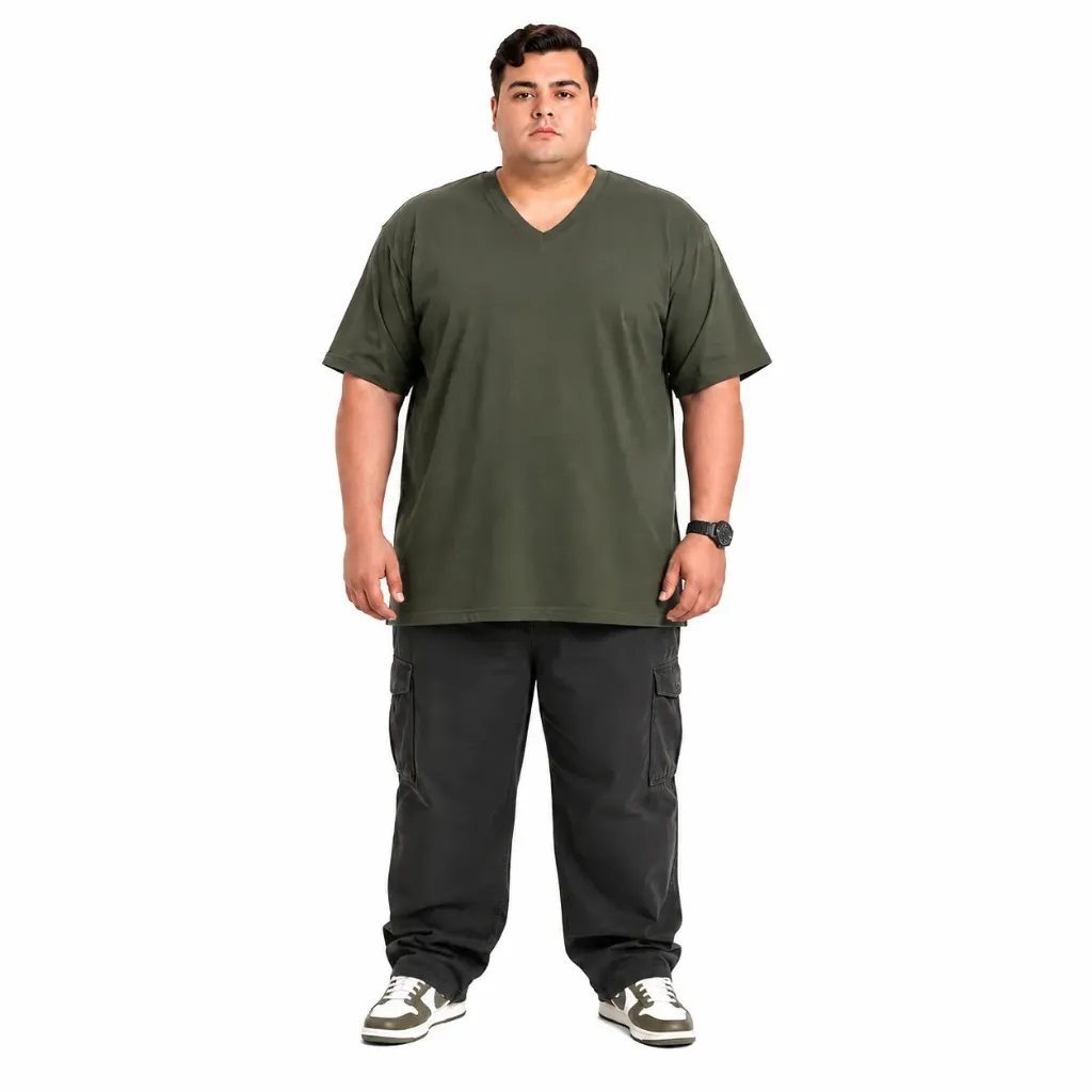 Playera Cuello en V Mode XL - Tallas Grandes - 20032 (2XL, Verde Oscuro)