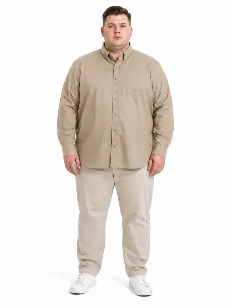 Camisa Manga Larga Con Bolsa Mode XL - Tallas Grandes - 25604
