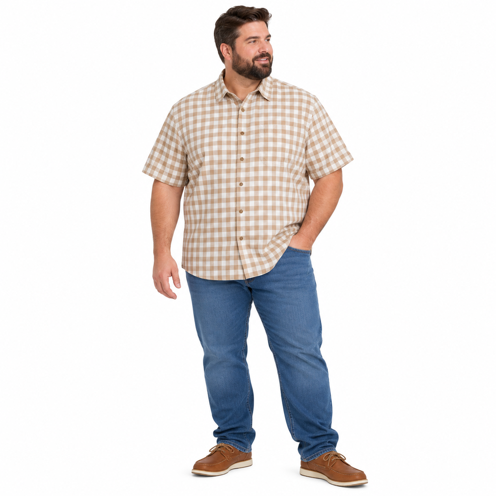 Camisa Manga Corta De Cuadros George - Tallas Grandes