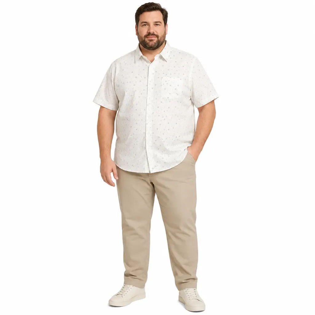 Camisa Manga Corta Estampado Circular y Puntos George - Tallas Grandes