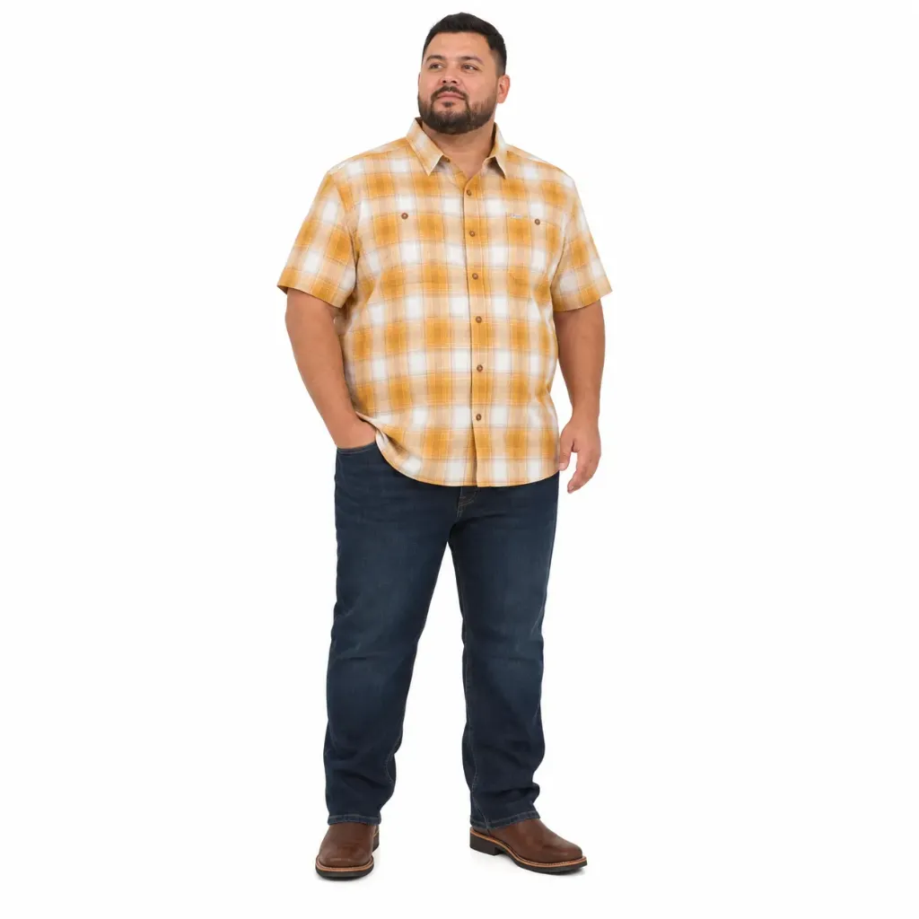 Camisa Manga Corta Cuadros Con Doble Bolsillo Wrangler - Tallas Grandes