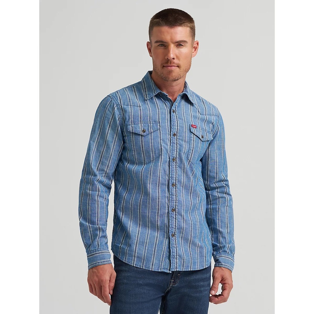 Camisa Manga Larga De Líneas Wrangler - Tallas Grandes - 112381